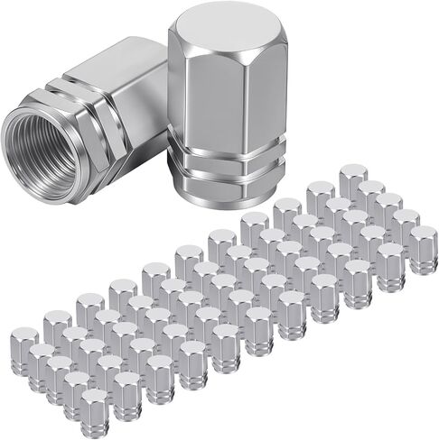 50 قطعة من أغطية جذع صمام الإطارات، أغطية جذع صمام الكروم، غطاء صمام الإطارات المعدني، أغطية صمامات عجلة مقاومة للماء بتصميم سداسي، سبائك ألومنيوم مقاومة للتسرب للسيارات وسيارات الدفع الرباعي والشاحنات والدراجات النارية (فضي) in Kuwait