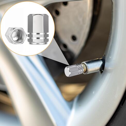 50 قطعة من أغطية جذع صمام الإطارات، أغطية جذع صمام الكروم، غطاء صمام الإطارات المعدني، أغطية صمامات عجلة مقاومة للماء بتصميم سداسي، سبائك ألومنيوم مقاومة للتسرب للسيارات وسيارات الدفع الرباعي والشاحنات والدراجات النارية (فضي) in Kuwait