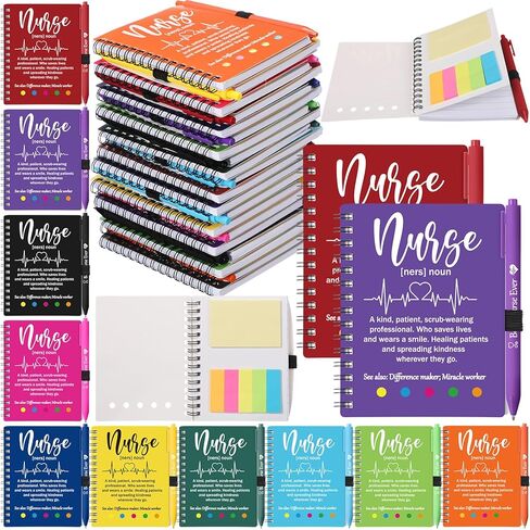 Resurhang 20 Sets Christmas Nurse Appreciation Gifts Bulk 2025 Thank You Gift Notebook with Pen in Holder and Sticky Note Notepad Marker Index Tab Inspiring Journal Ballpoint Pen for Coworker Doctor in Saudi Arabia