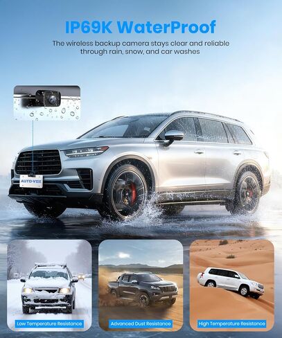 AUTO-VOX CS-2 Wireless Backup Camera, Stable Digital Signal Rear View Camera&4.3'' Monitor, Back Up Camera System Wireless for Car, Trucks, RV, Trailer, Camper,Van in Kuwait