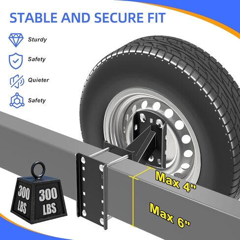 Qualward Spare Tire Mount Bracket for Trailer, Spare Tire Carrier Powder Coat Steel Black, Fits Most 4 & 5 & 6 Lugs Wheels on 4", 4.5'', 4.75'', 5" or 5.5" Bolt Patterns in Kuwait