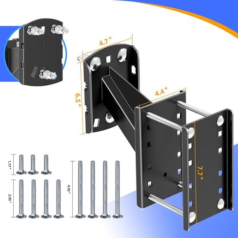 Qualward Spare Tire Mount Bracket for Trailer, Spare Tire Carrier Powder Coat Steel Black, Fits Most 4 & 5 & 6 Lugs Wheels on 4", 4.5'', 4.75'', 5" or 5.5" Bolt Patterns in Kuwait