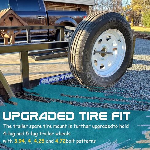 AUTODUNK Spare Tire Mount Bracket for Trailer, 120LBS Weight Capacity, Fits Most 4 & 5 Lugs Wheels on 3.94″, 4″, 4.25″ and 4.72″ Bolt Patterns in Kuwait