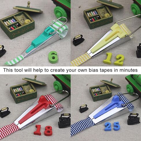 YUEYASHUX Fabric Bias Tape Maker Kit Diys Sewing Quilting Binding Tool 4 Sizes for Efficient Work in Saudi Arabia