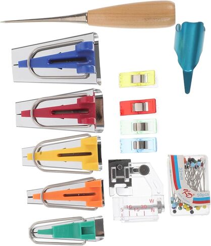 ARTIBETTER 1set Bias Tape Maker Tool Set Bias Binding Maker Kit Clips Awl and Sewing Accessories for Easy and Creative Quilting Projects in Saudi Arabia