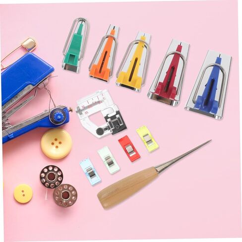 ARTIBETTER 1set Bias Tape Maker Tool Set Bias Binding Maker Kit Clips Awl and Sewing Accessories for Easy and Creative Quilting Projects in Saudi Arabia