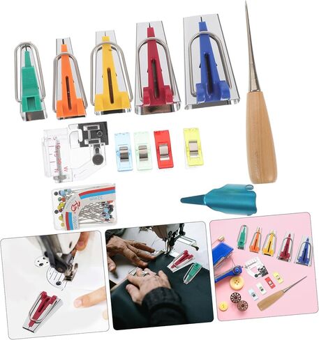 ARTIBETTER 1set Bias Tape Maker Tool Set Bias Binding Maker Kit Clips Awl and Sewing Accessories for Easy and Creative Quilting Projects in Saudi Arabia