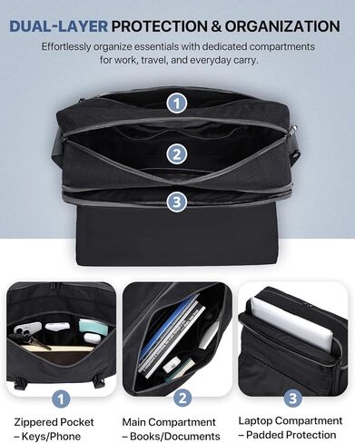 Messenger Bag for Men, Lightweight Water Resistant 15.6 In Laptop Bag Business Office Satchel Shoulder Bag in Kuwait