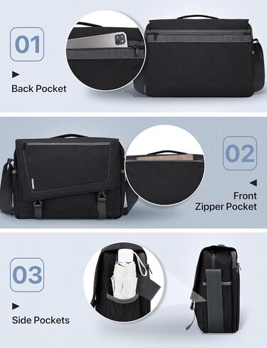 Messenger Bag for Men, Lightweight Water Resistant 15.6 In Laptop Bag Business Office Satchel Shoulder Bag in Kuwait