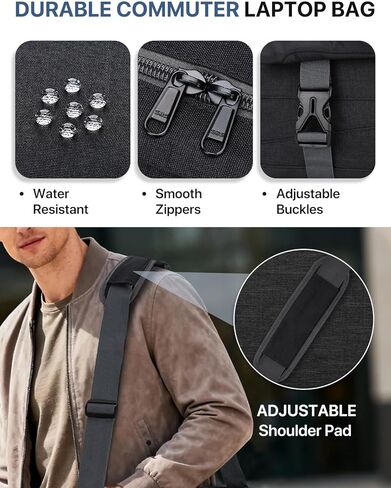 Messenger Bag for Men, Lightweight Water Resistant 15.6 In Laptop Bag Business Office Satchel Shoulder Bag in Kuwait
