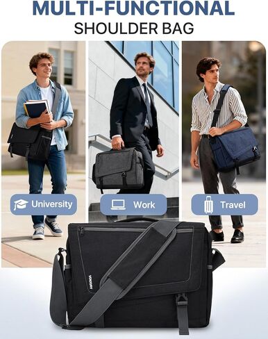 Messenger Bag for Men, Lightweight Water Resistant 15.6 In Laptop Bag Business Office Satchel Shoulder Bag in Kuwait