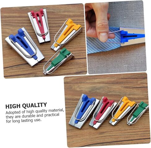 Uonlytech 1Set Bias Tape Makers Tool Kit Sewing and Quilting Supplies for Binding Fabric Strips Includes Green Tape Maker and Hemming Tool for DIY Sewing Lovers in Saudi Arabia