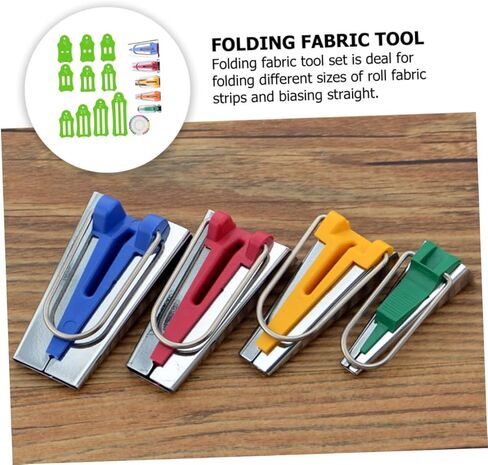 Uonlytech 1Set Bias Tape Makers Tool Kit Sewing and Quilting Supplies for Binding Fabric Strips Includes Green Tape Maker and Hemming Tool for DIY Sewing Lovers in Saudi Arabia