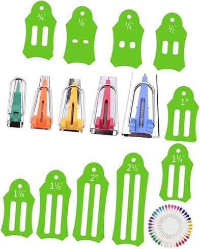 Gadpiparty 16PCS Fabric Bias Tape Maker Set for Quilting and Sewing Adjustable Bias Tape Maker Tools Multi-Color Options for DIY Crafts and Handmade Projects in Saudi Arabia