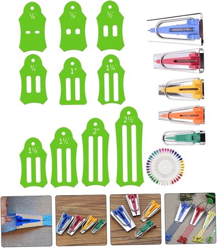 Gadpiparty 16PCS Fabric Bias Tape Maker Set for Quilting and Sewing Adjustable Bias Tape Maker Tools Multi-Color Options for DIY Crafts and Handmade Projects in Saudi Arabia