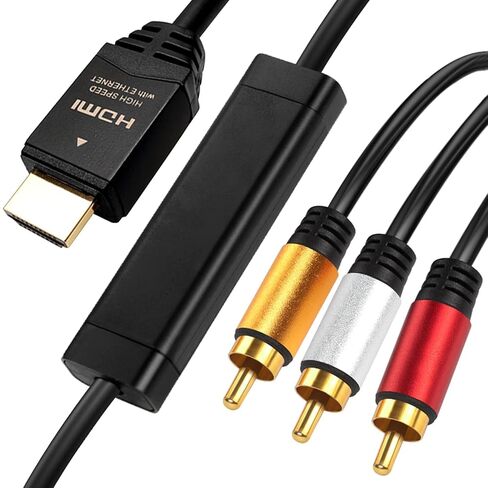 HDMI to RCA 6FT Cable with IC, HDMI Male to 3-RCA BK AV Cable Video Audio Component Converter Adapter 1080P Cable for TV HDTV DVD in Saudi Arabia