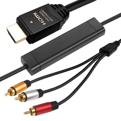 HDMI to RCA 6FT Cable with IC, HDMI Male to 3-RCA BK AV Cable Video Audio Component Converter Adapter 1080P Cable for TV HDTV DVD in Saudi Arabia