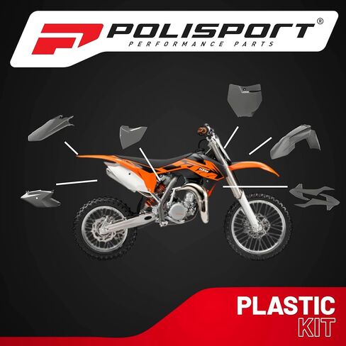 Polisport Motocross (MX) طقم بلاستيكي طبق الأصل لـ KTM SX85 (2016-2024) - جودة OEM، متينة ومرنة ومثالية - رمادي ناردو in Kuwait