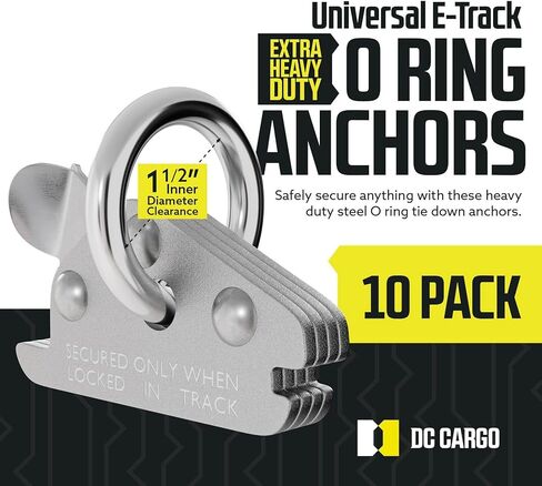حلقة O-Track فولاذية شديدة التحمل من DC Cargo (عبوة من 10) ملحقات Etrack مثبتة لأسفل لنظام ربط المسار الإلكتروني - ملحقات المسار الإلكتروني لتأمين البضائع في المقطورات المغلقة/المسطحة والشاحنات in Kuwait