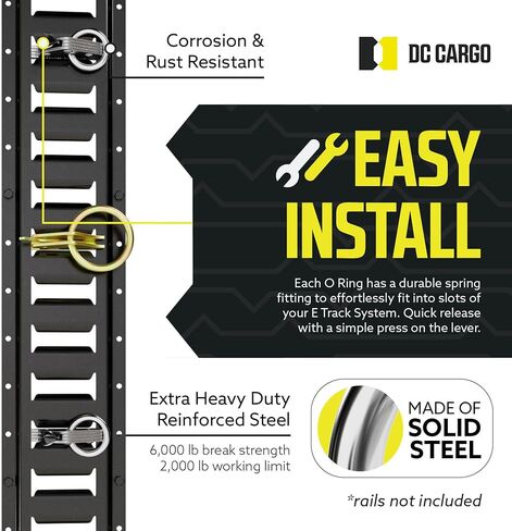 حلقة O-Track فولاذية شديدة التحمل من DC Cargo (عبوة من 10) ملحقات Etrack مثبتة لأسفل لنظام ربط المسار الإلكتروني - ملحقات المسار الإلكتروني لتأمين البضائع في المقطورات المغلقة/المسطحة والشاحنات in Kuwait