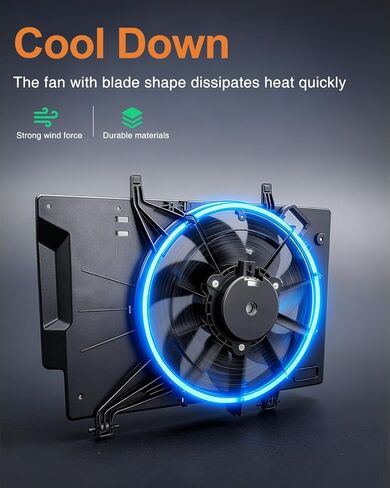 استبدال مجموعة مروحة تبريد الرادياتير لـ Ford Fiesta L4 1.6L 2011 2012 2013 2014 2015 2016 2017 2018 استبدال 621-503، 622500، FO3115186، 8V5Z8C607Q، BE8Z8C607A، BE8Z8C607B، FA70576 in Kuwait