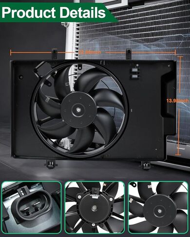 استبدال مجموعة مروحة تبريد الرادياتير لـ Ford Fiesta L4 1.6L 2011 2012 2013 2014 2015 2016 2017 2018 استبدال 621-503، 622500، FO3115186، 8V5Z8C607Q، BE8Z8C607A، BE8Z8C607B، FA70576 in Kuwait