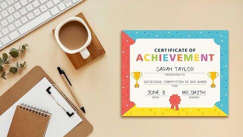 شهادة الإنجاز الذهبية، شهادات دبلوم رياض الأطفال لمرحلة ما قبل المدرسة للأطفال، شهادات التخرج من جائزة الإنجاز، شهادات طالب الشهر للطلاب (25 قطعة) - 04 in Kuwait