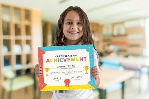 شهادة الإنجاز الذهبية، شهادات دبلوم رياض الأطفال لمرحلة ما قبل المدرسة للأطفال، شهادات التخرج من جائزة الإنجاز، شهادات طالب الشهر للطلاب (25 قطعة) - 04 in Kuwait