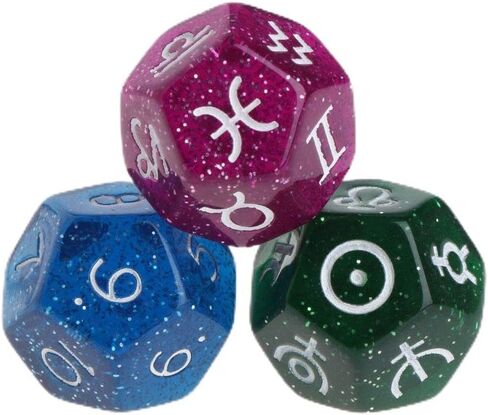 Multicolor 12 Sided Resin Dice Astrology Tarot Constellation Divination 3pcs in Saudi Arabia