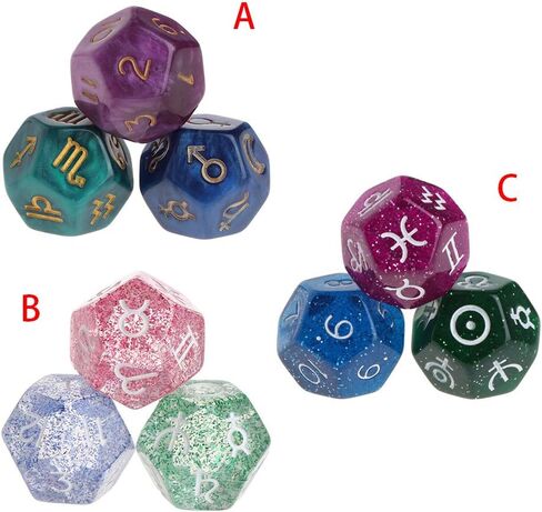 Multicolor 12 Sided Resin Dice Astrology Tarot Constellation Divination 3pcs in Saudi Arabia