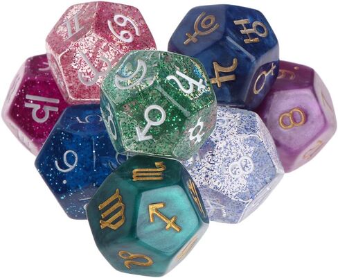 Multicolor 12 Sided Resin Dice Astrology Tarot Constellation Divination 3pcs in Saudi Arabia