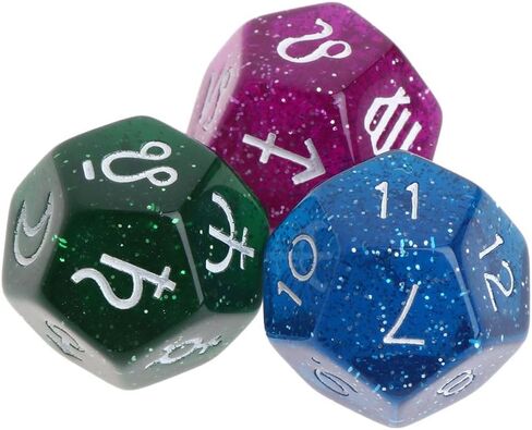 Multicolor 12 Sided Resin Dice Astrology Tarot Constellation Divination 3pcs in Saudi Arabia