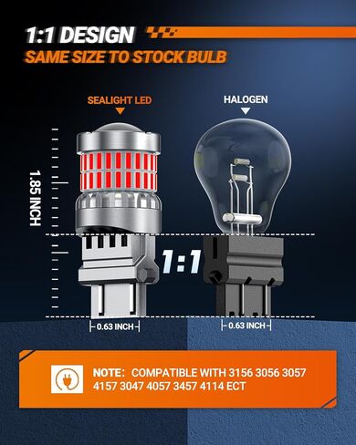 SEALIGHT 194 LED Bulb, 168 T10 LED Bulb Amber 2700k Yellow 2825 for Turn Signal Side Marker Dome Lights, 12V LED Bulb Cab Running Parking Tail Lights, (Pack of 10) in Saudi Arabia
