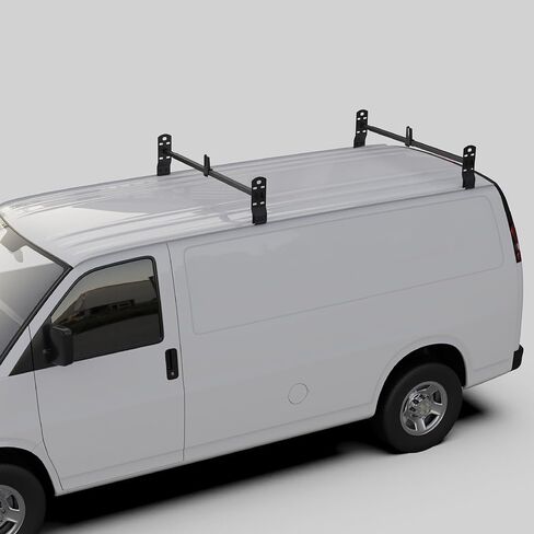 قضيب سلم متقاطع مناسب 2003-2022 Chevy Express|2003-2022 GMC Savana|1999-2014 ملحقات Econoline Utility Van لأنابيب قوارب الكاياك الخشبية وحامل البضائع بسعة 600 رطل مع سدادة 2 بار in Kuwait