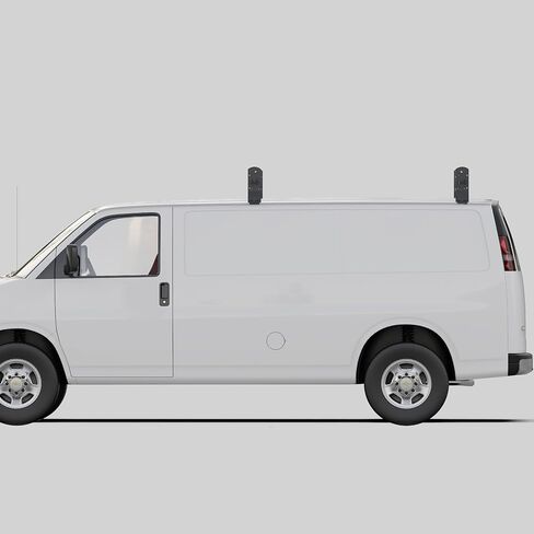 قضيب سلم متقاطع مناسب 2003-2022 Chevy Express|2003-2022 GMC Savana|1999-2014 ملحقات Econoline Utility Van لأنابيب قوارب الكاياك الخشبية وحامل البضائع بسعة 600 رطل مع سدادة 2 بار in Kuwait