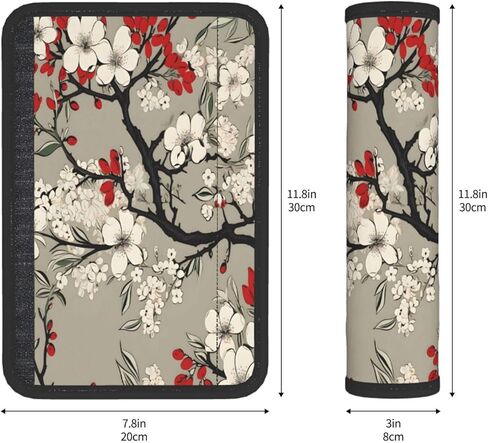 Seat Belt Cover Pad Japanese Red White Cherry Blossom Soft Safety Car Automotive Seat Belt Pads Cushion Shoulder Strap Covers for Cars or Bags, 2 Pcs in Saudi Arabia
