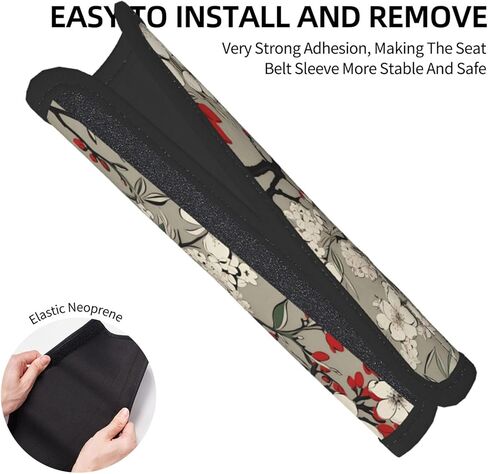 Seat Belt Cover Pad Japanese Red White Cherry Blossom Soft Safety Car Automotive Seat Belt Pads Cushion Shoulder Strap Covers for Cars or Bags, 2 Pcs in Saudi Arabia