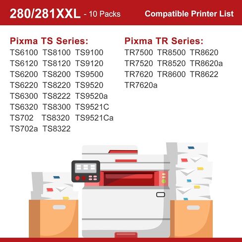 280 281 TR8620a Ink Cartridges High Yield Replacement for Canon PGI-280XXL CLI-281XXL 280XXL 280 281 XXL for Color Printer Pixma TR8600 TR8622a TR8620 TR8520 TS9120 TS9521c TS6120 TS8220 ink 10-Pack in Kuwait