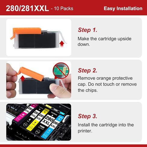 280 281 TR8620a Ink Cartridges High Yield Replacement for Canon PGI-280XXL CLI-281XXL 280XXL 280 281 XXL for Color Printer Pixma TR8600 TR8622a TR8620 TR8520 TS9120 TS9521c TS6120 TS8220 ink 10-Pack in Kuwait