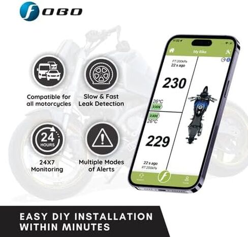 Bike 2 tire pressure monitoring system (Black) – external monitor, bike tire, temperature sensor, wireless, for smart bike, motorcycle, ebike & bicycle in Kuwait