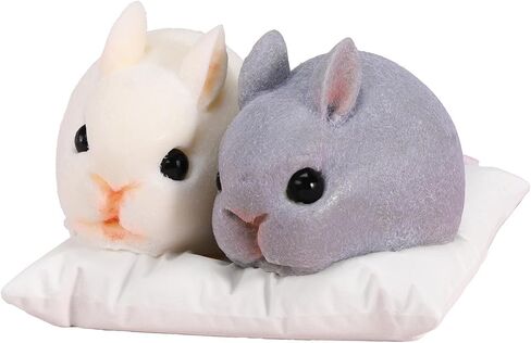 Taba Rabbit Squishy Toy –Handmade Ultra-Soft Stress Relief Companion 2PCS Set (White & Gray) | Squishy Fidget Toys| Premium Non-Toxic Silicone | Cute & Collectible Gift in Saudi Arabia
