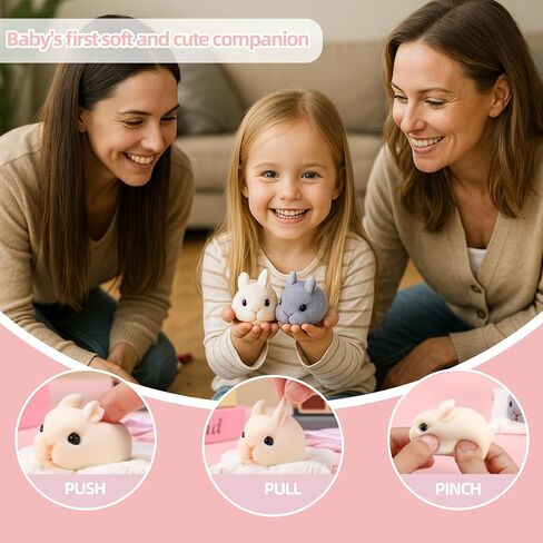 Taba Rabbit Squishy Toy –Handmade Ultra-Soft Stress Relief Companion 2PCS Set (White & Gray) | Squishy Fidget Toys| Premium Non-Toxic Silicone | Cute & Collectible Gift in Saudi Arabia