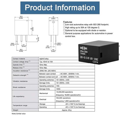 8 عبوات من مرحل السيارات 301-1C-C-R1-U01 12VDC 5-PIN متوافق مع السيارات في الطاقة. in Kuwait