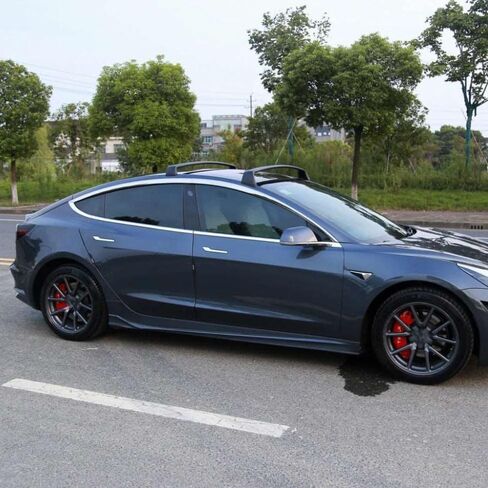 حامل سقفي للقضيب المتقاطع مناسب لطراز Tesla 3 2017/2018/2019/2020/2021/2022/2023/2024 حامل أمتعة من الألومنيوم الأسود، سهل التركيب، ملحقات خفيفة الوزن in Kuwait