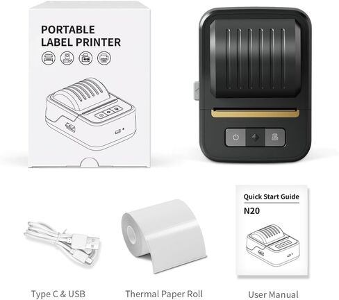 Mini Label Printer, Label Maker, Sticker Maker Machine, Bluetooth Thermal Address Label Printer for Small Business, Barcode, Address, Logo, Clothing, Sticker Printer for Phones & PC in Saudi Arabia