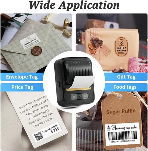 Mini Label Printer, Label Maker, Sticker Maker Machine, Bluetooth Thermal Address Label Printer for Small Business, Barcode, Address, Logo, Clothing, Sticker Printer for Phones & PC in Saudi Arabia