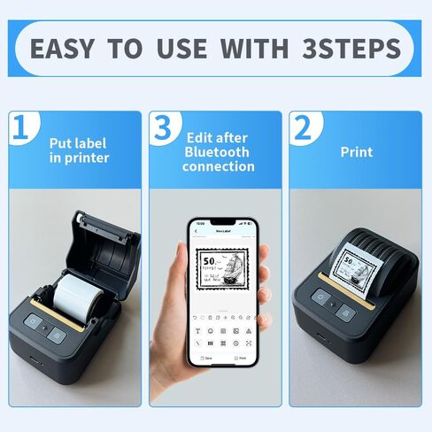 Mini Label Printer, Label Maker, Sticker Maker Machine, Bluetooth Thermal Address Label Printer for Small Business, Barcode, Address, Logo, Clothing, Sticker Printer for Phones & PC in Saudi Arabia