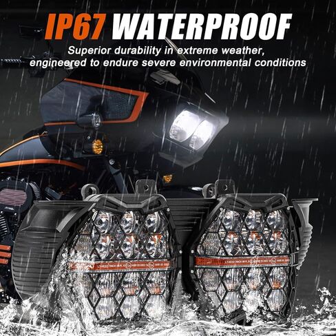 PSLER 240W Motorcycle Led Headlight Dual Vision Honeycomb Bright Dual Led Headlight Honeycomb With 3 Lighting Modes For Road Glide 2015-2024 in Saudi Arabia