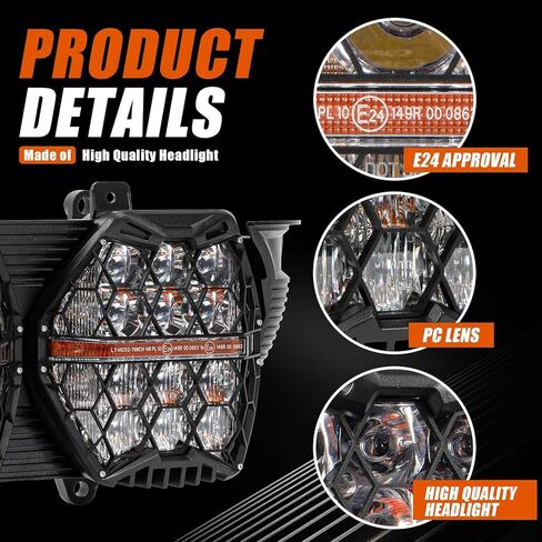 PSLER 240W Motorcycle Led Headlight Dual Vision Honeycomb Bright Dual Led Headlight Honeycomb With 3 Lighting Modes For Road Glide 2015-2024 in Saudi Arabia
