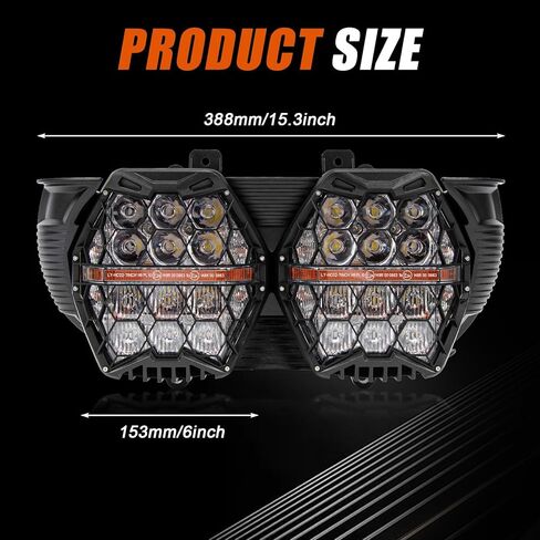 PSLER 240W Motorcycle Led Headlight Dual Vision Honeycomb Bright Dual Led Headlight Honeycomb With 3 Lighting Modes For Road Glide 2015-2024 in Saudi Arabia